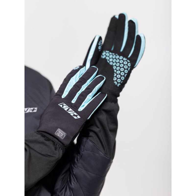 KV+ Rękawice biegowe COLD PRO, czarne/turkus