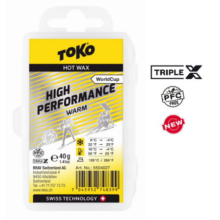 TOKO TRIPLE X High Performance Hot Wax Warm - sportowa parafina, 40g
