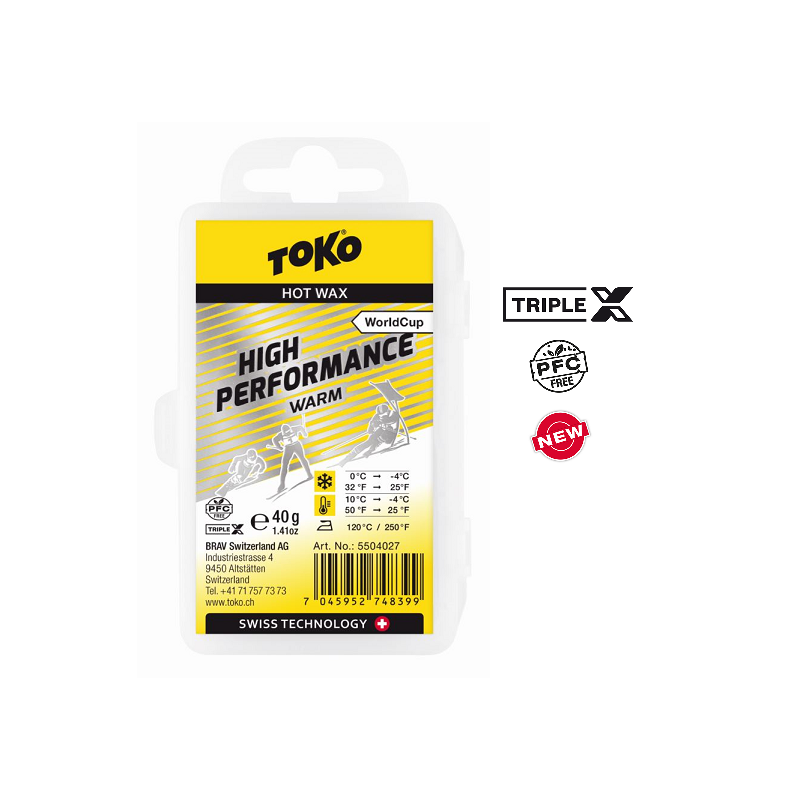 TOKO TRIPLE X High Performance Hot Wax Warm - sportowa parafina, 40g