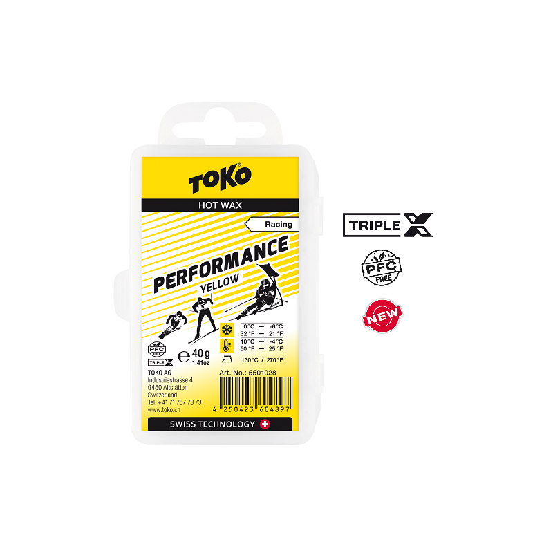 TOKO TRIPLE X Performance Hot Wax yellow - treningowa parafina, 40g