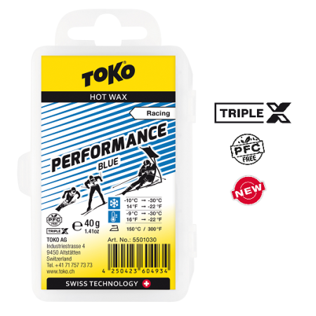 TOKO TRIPLE X Performance Hot Wax blue - trenigowa parafina, 40g